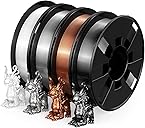 ENTINA 4 Colors Silk Shiny 3D Printer Filament Bundle, PLA Filament 1.75 mm for 3D Printers, Dimensional Accuracy +/- 0.02 mm, 200g x 4 Spools Set