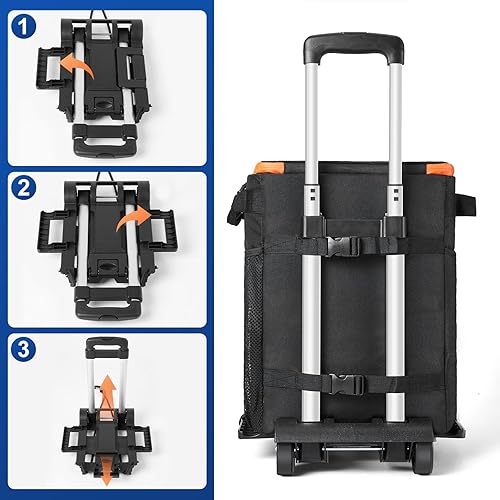 Miniatura 3 de Odoland Enfriador suave de 4872 latas con ruedas y asa, hielera plegable con ruedas para playa, camping, viajes y picnic