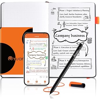 YUAN Digital Notebook Smart Writing Set Writing on Real Paper Intelligent Real-time Synchronisation as well as Digital Storage and Sharing - Includes Small Notebook Refills and Charging Cable