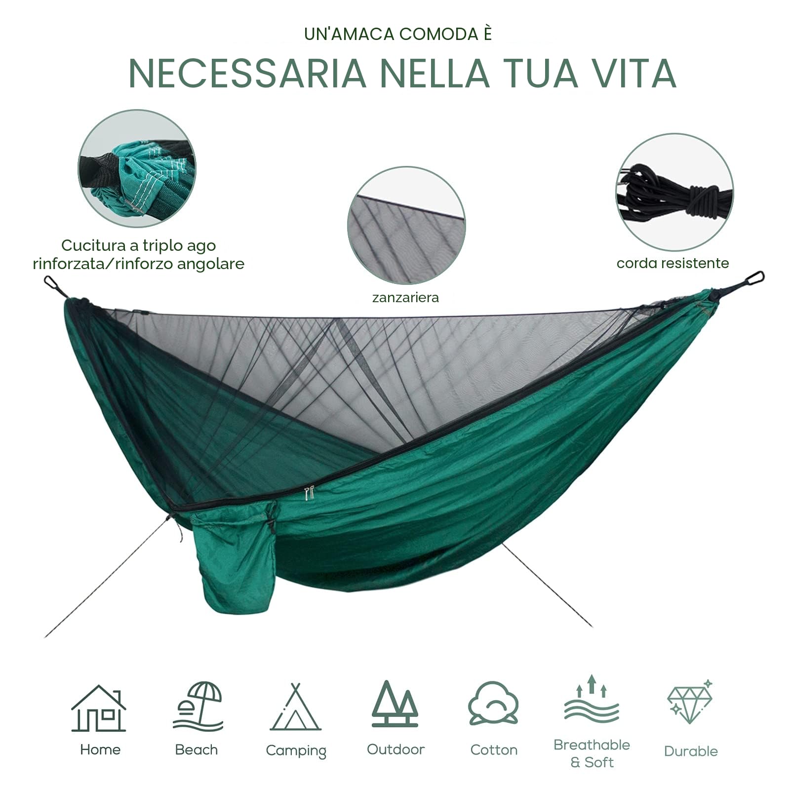 Amaca da Campeggio 300kg Nylon Asciugatura Rapida Outdoor Giardino