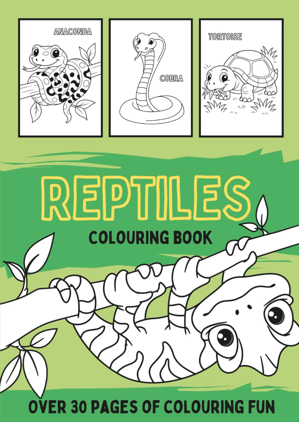 Reptile Colouring Book: A black and white activity book filled with snakes, lizards, turtles and more (Animals Colouring Book Series for Kids)