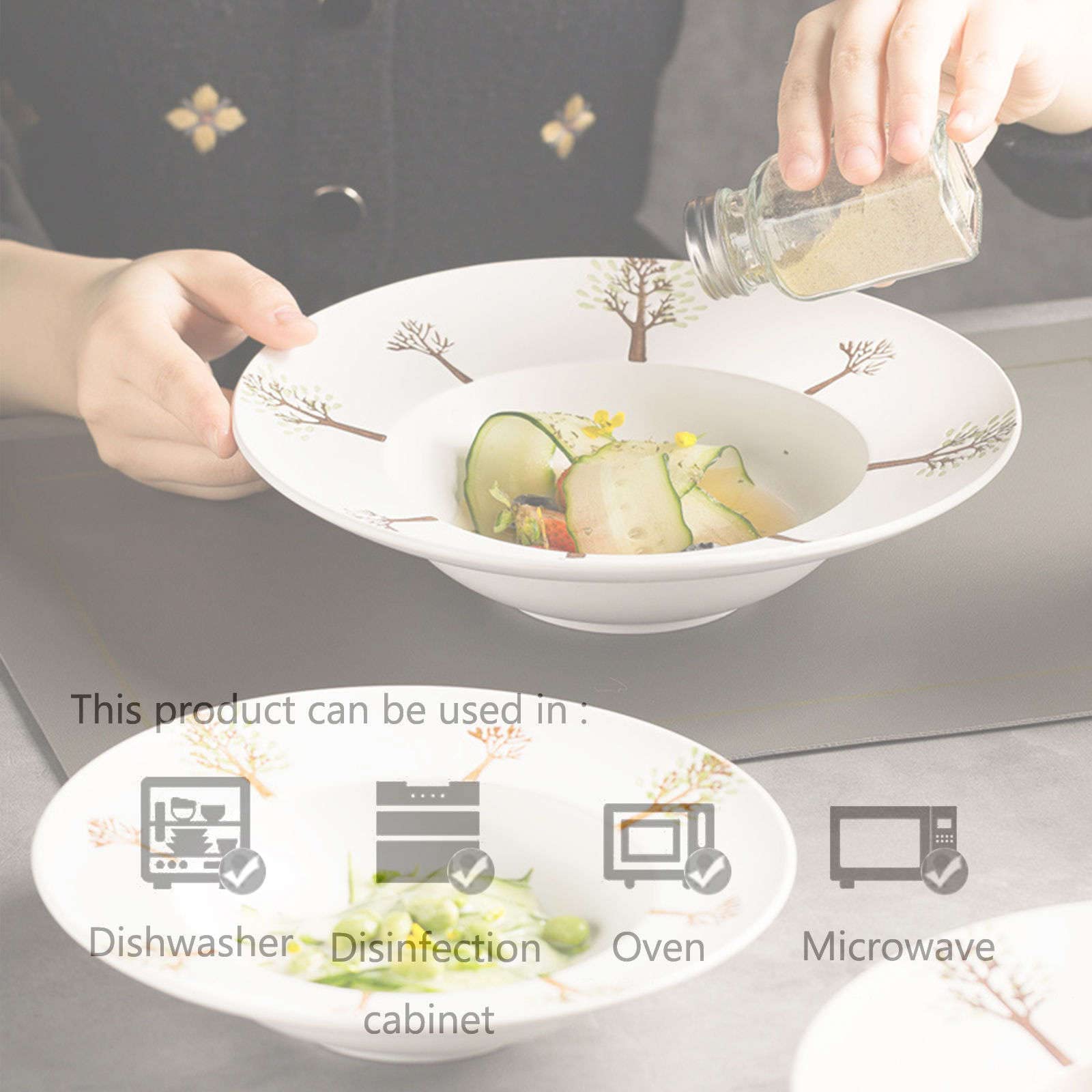 Saladier, bols à soupe, grande assiette creuse avec rebord, lot de 2, bol à pâtes en céramique avec rebord, bol à salade de service de cuisine, bol à micro-ondes allant au four-Marine-28x28x6cm ( Colo