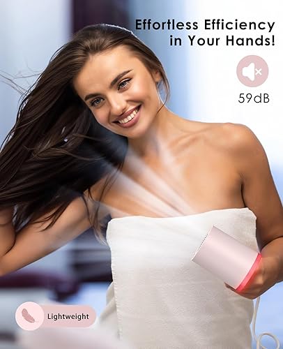 Miniatura 6 de Secador de pelo profesional de alta velocidad, secador de soplado iónico negativo con motor sin escobillas de 110000 RPM, secador de pelo ligero de