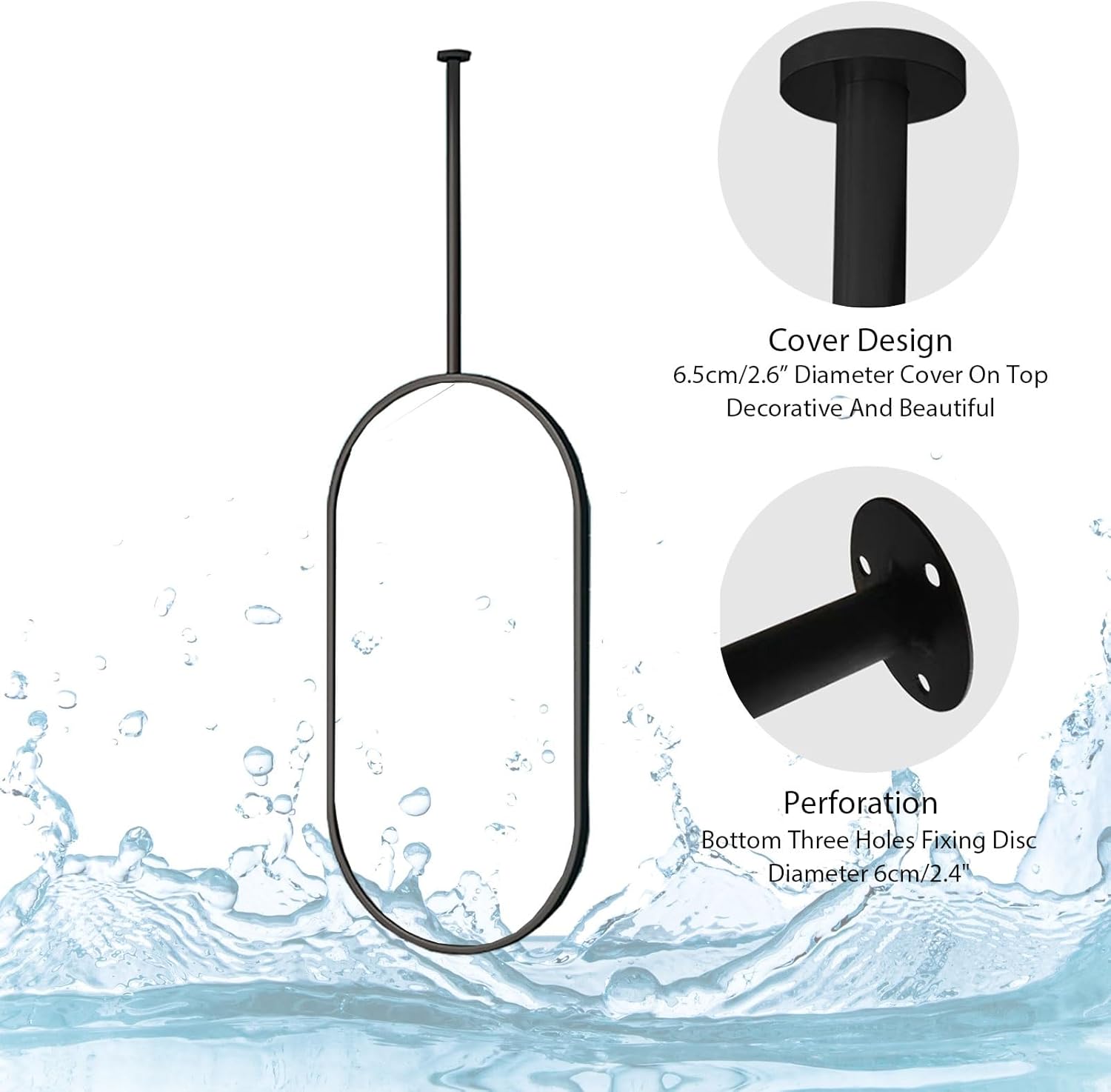 Ceiling Hanging Mirror Wall Mounted Suspended Mirrors Black Bathroom Decorative Makeup Vanity Mirror With Metal Frame And Rod 16x24" 16"x26" 20"x32" 20"x36" 24"x38" For Hallway Entrance Hotel(24"x39")