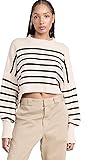 Free People Women's Stripe Easy Street Crop Pullover Medium Pearl Combo