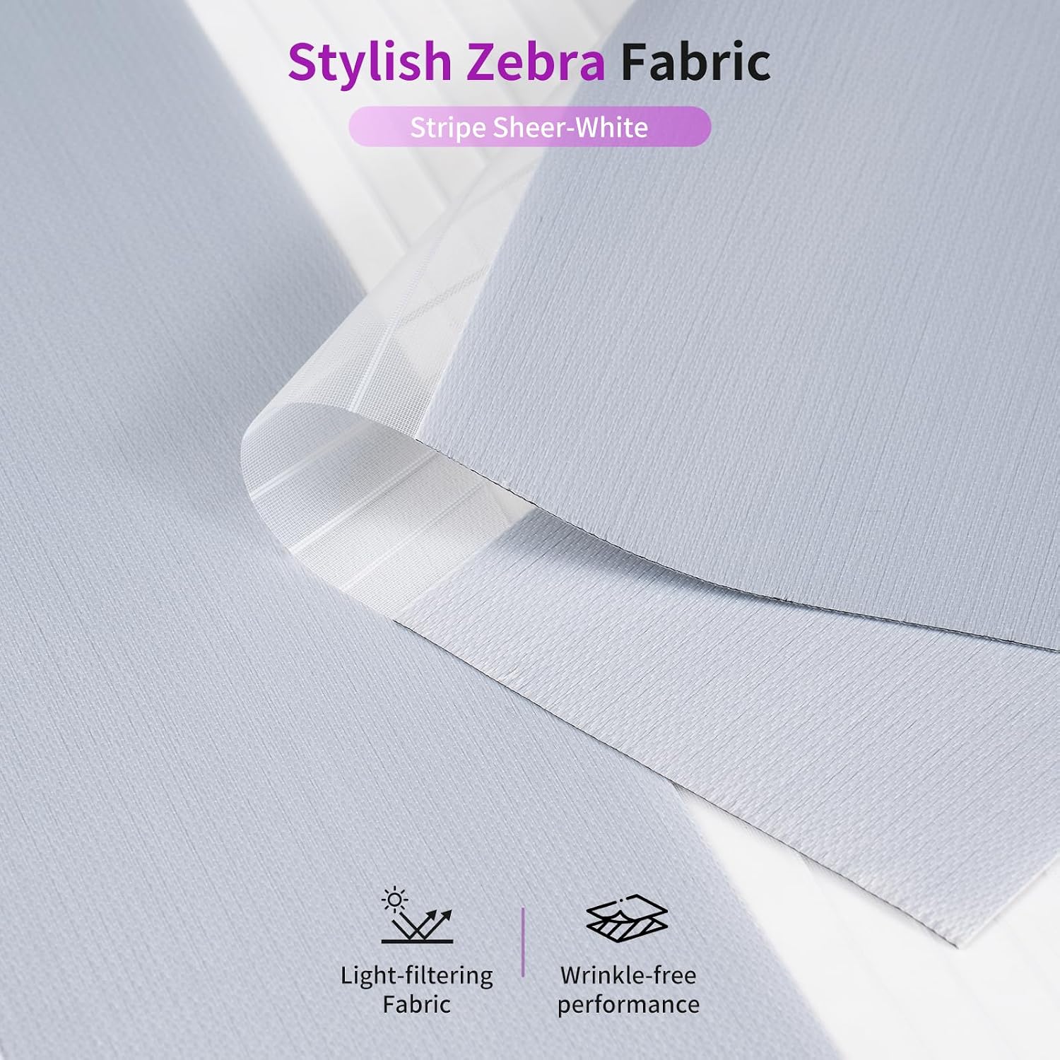 Astomi Cordless Zebra Blinds with Valance – Free-Stop Roller Shades, 20" W x 72" H, White, Striped Sheer, 2-Layer Day/Night Light Control, Light Filtering for Living, Bedroom, Office, Easy Install