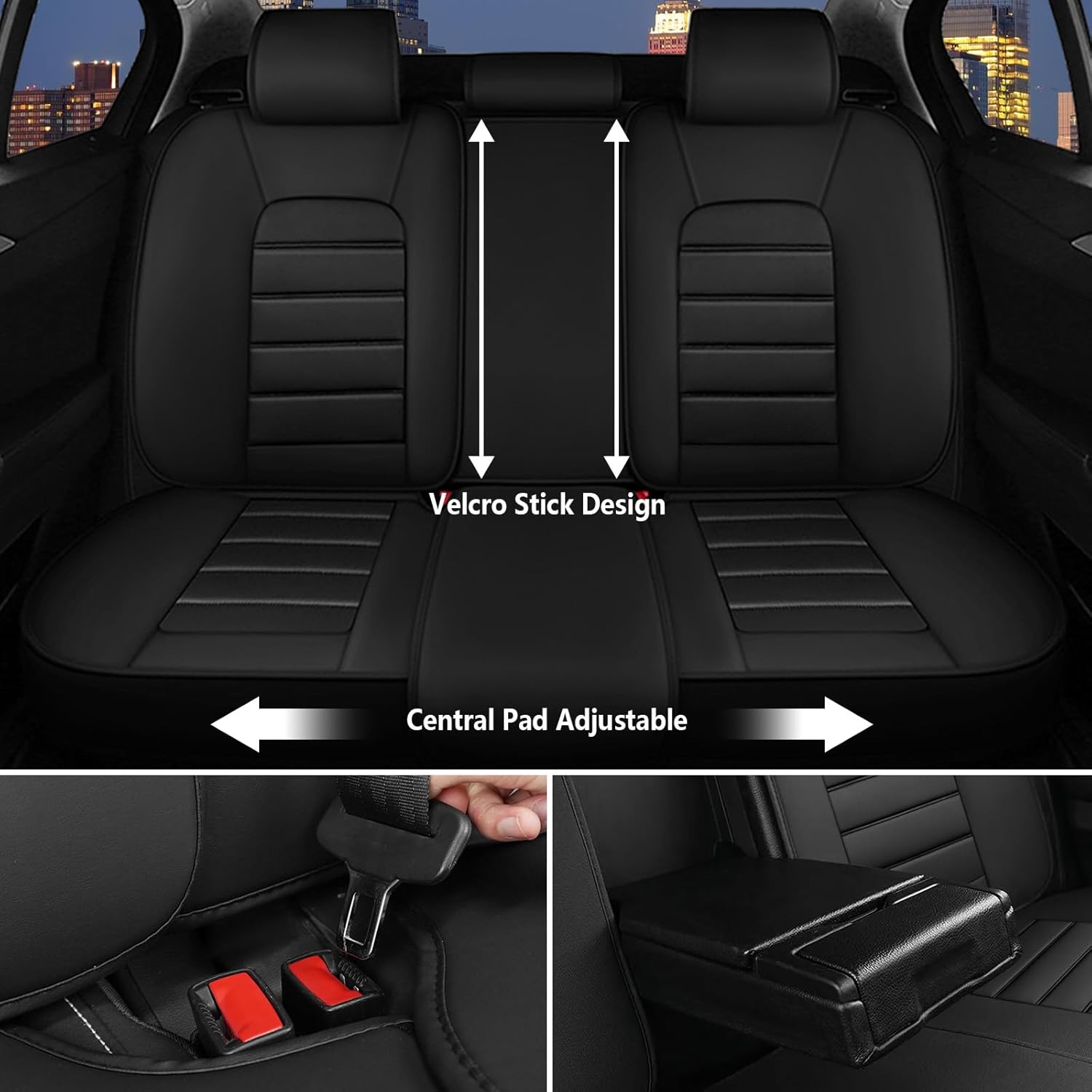 Car Seat Covers for Chevy Chevrolet Tahoe 2001-2025, Nappa Leather Full Set Seat Cover Waterproof Cushions Full Coverage Seat Protectors (Black,5 Seats Standard)