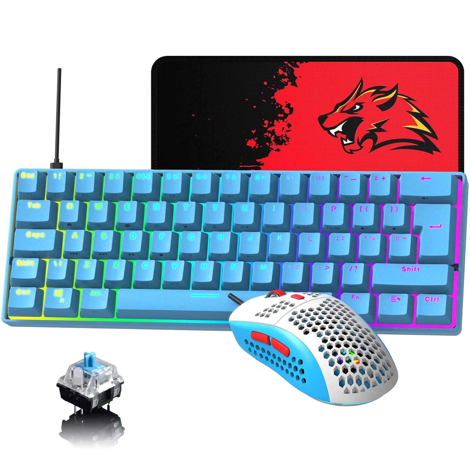 Havit Mechanisch toetsenbord en muis Combo RGB Gaming 104 toetsen Blauwe schakelaars Bedrade USB-toetsenborden met afneembare polssteun, programmeerbare gamingmuis voor pc Gamer Computer Desktop (zwart Havit Mechanisch toetsenbord en muis Combo RGB Gaming 104 toetsen Blauwe schakelaars Bedrade USB-toetsenborden met afneembare polssteun, programmeerbare gamingmuis voor pc Gamer Computer Desktop (zwart