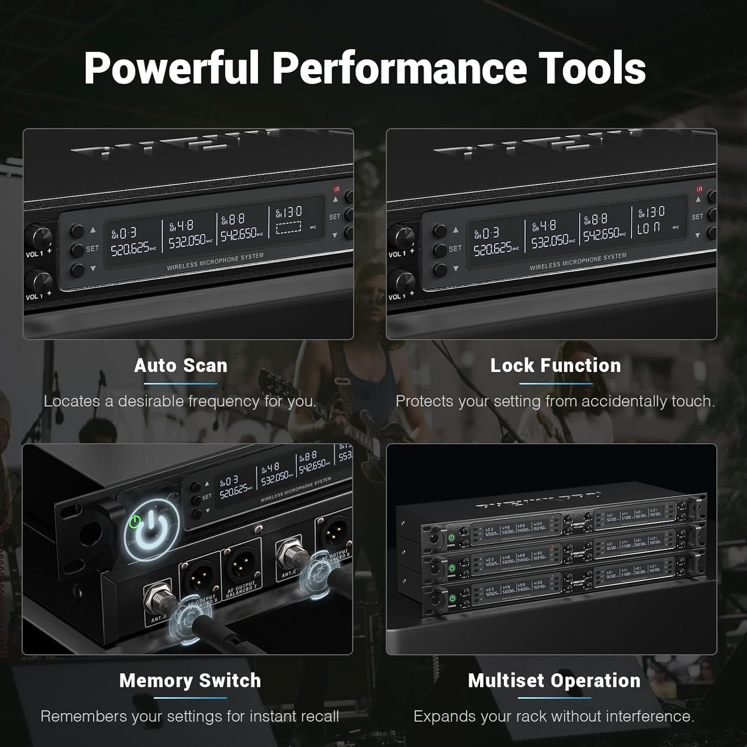 Phenyx Pro Wireless Microphone System, 8-Channel Wireless Mic, w/ 8 Handheld Dynamic Microphones, Auto Scan,8x40 UHF Frequencies, 328ft Range, Mics for Singing,Church, Karaoke(PTU-6000-8H) - Image 6