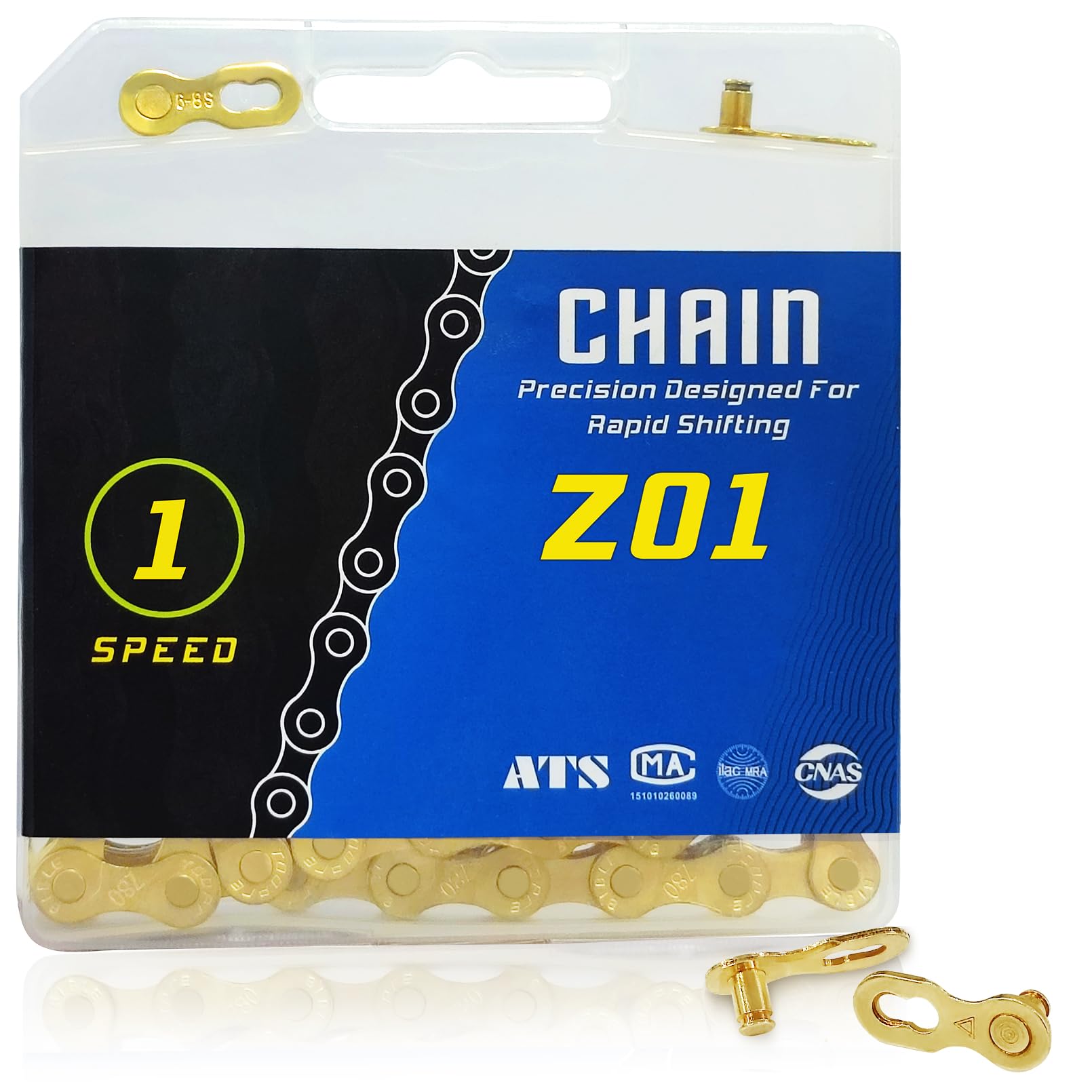 Gold Single Speed Bike Chain,1/2x1/8 Inch 114 Links Bike Chain for Road Bike Mountain Bike