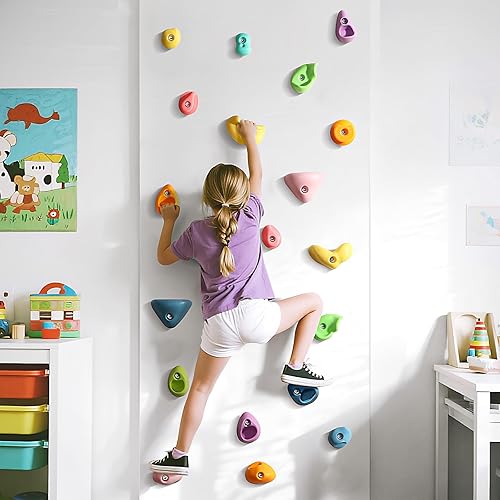 Miniatura 5 de TOPNEW 32 soportes para escalada en roca de varios tamaños para niños, pared de roca para adultos, agarres de pared de roca para escalada de pared