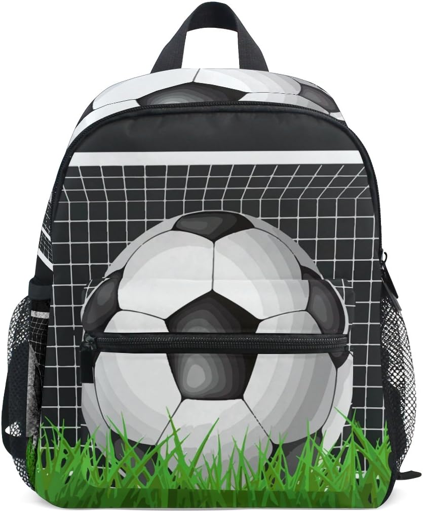 Kids Backpack Soccer Box On Green Grass Schoolbag for Children Preschool Boys Girls Toddlers