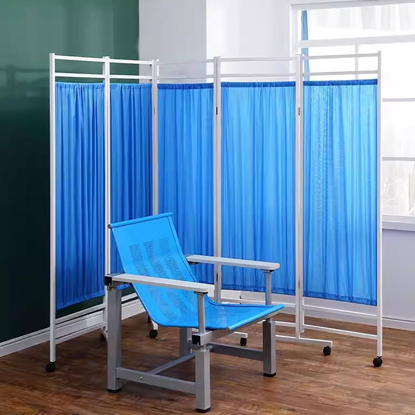Paravent de séparation pliable pour patio et jardin panneau bleu