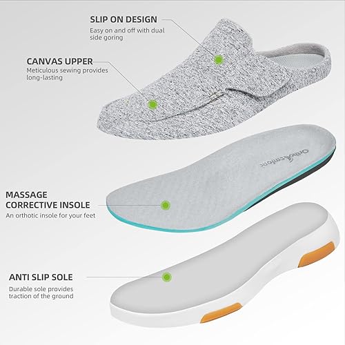 Miniatura 5 de OrthoComfoot Zapatos ortopédicos transpirables para caminar, zapatos casuales de lona con soporte de arco para fascitis plantar, cómodos mocasines