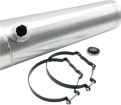 Miniatura 59 de JSD - Tanque redondo de gas combustible de aluminio de 5 galones + soportes, 8 x 24 pulgadas, extremo de salida de llenado NPT de 1/4 pulgadas