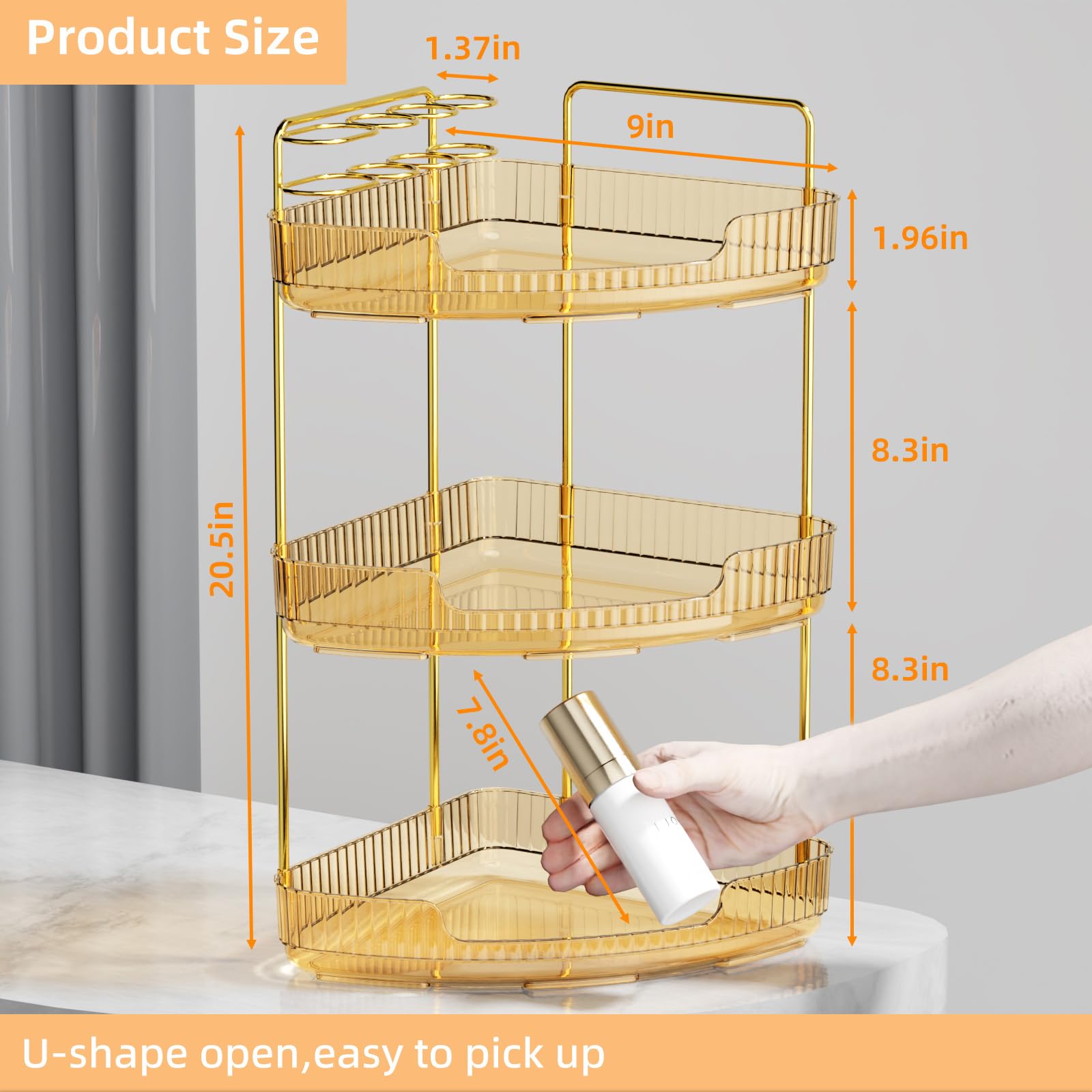 Okydoky Organizer da bagno a 3 ripiani, per profumi e trucchi