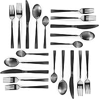 Vista 3 de Megachef Cubiertos de acero inoxidable, juego de 20 piezas, negro mate
