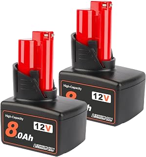 2Pack AMICROSS 12V Battery Replacement for Milwaukee M12 Battery 8.0Ah XC 48-11-2412 48-11-2440 48-11-2460, Compatible with M12 Fuel MLW2553-20, 2462-20, 2415-20 and MLW2504-20