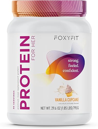 FoxyFit Proteína para ella, polvo de proteína de suero de vainilla con CLA y biotina para un brillo saludable (1.85 libras)