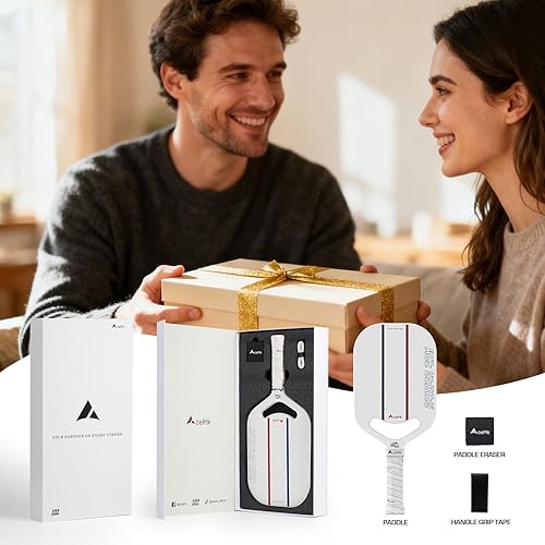 Miniatura 6 de Acepik Paleta de pickleball  Paleta de pickleball de fibra de carbono con núcleo de polipropileno de 0.630 in  Diseñada para velocidad de oscilación