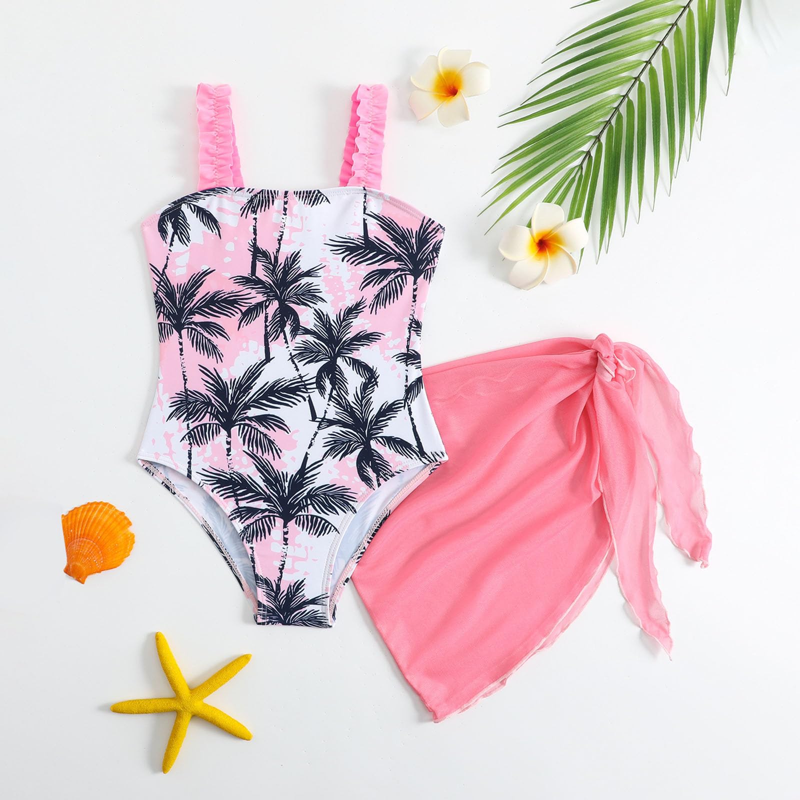 Traje Baño Dos Piezas Solar UPF50 Niñas Pareo Juego Playa Piscina