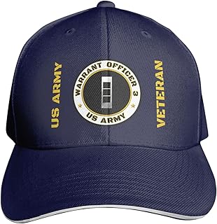 US Chief Warrant Officer 3 Emblem CW3 Rank Insignia Adjustable Navy Blue Baseball Cap - Lightweight, Breathable Dad Hat for Men & Women