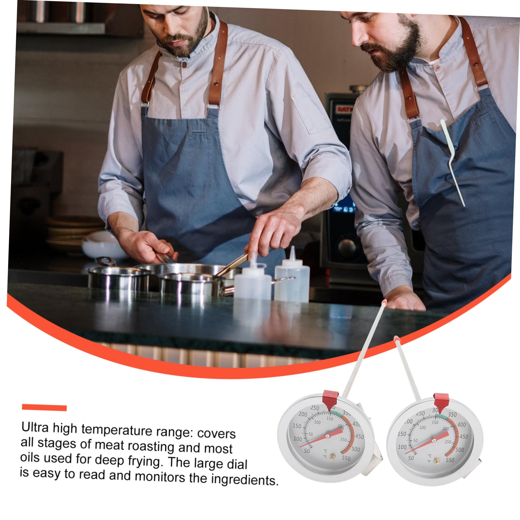 LIFKOME 2 Piezas Termómetro para Freír Acero Inoxidable con Clip Resistente Medidor de Temperatura de y Horneado para Cocina Segura