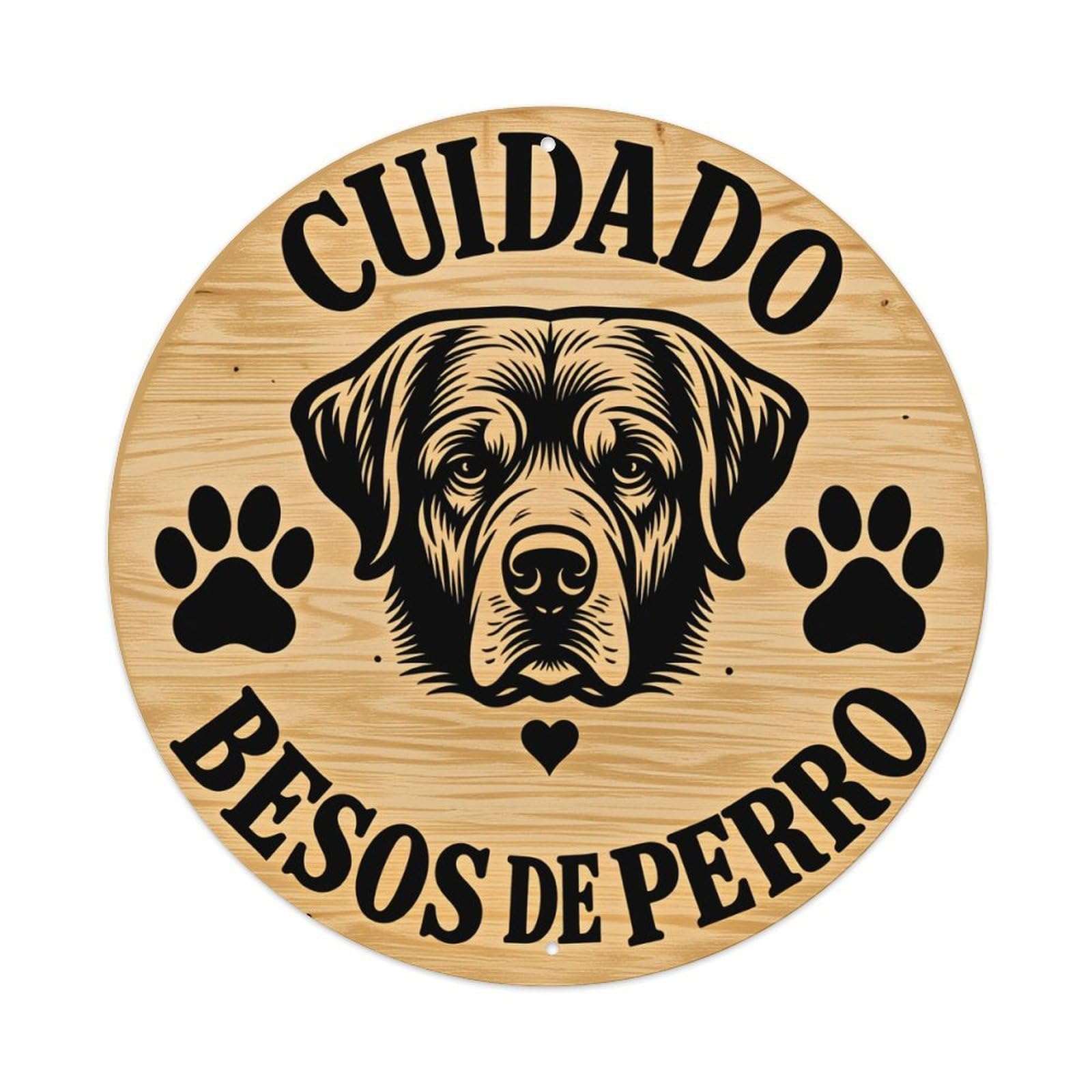 Dog Kisses Care Dog Paw Round Tin Sign Vintage Style Metal Sign Home Bar Garden Wall Plaque Decor Metal Poster 8x8 Inch