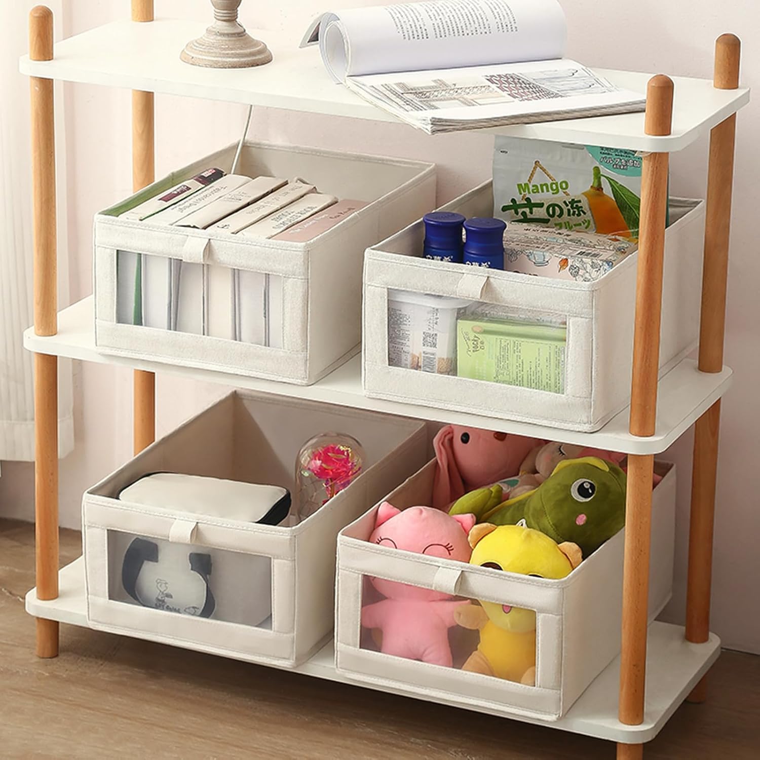 HOTOOLME Wardrobe Organiser Foldable Linen Storage Bins with Clear Window Fabric Storage Box Drawer Organiser for T-Shirts,Jeans,Underwear - Image 3
