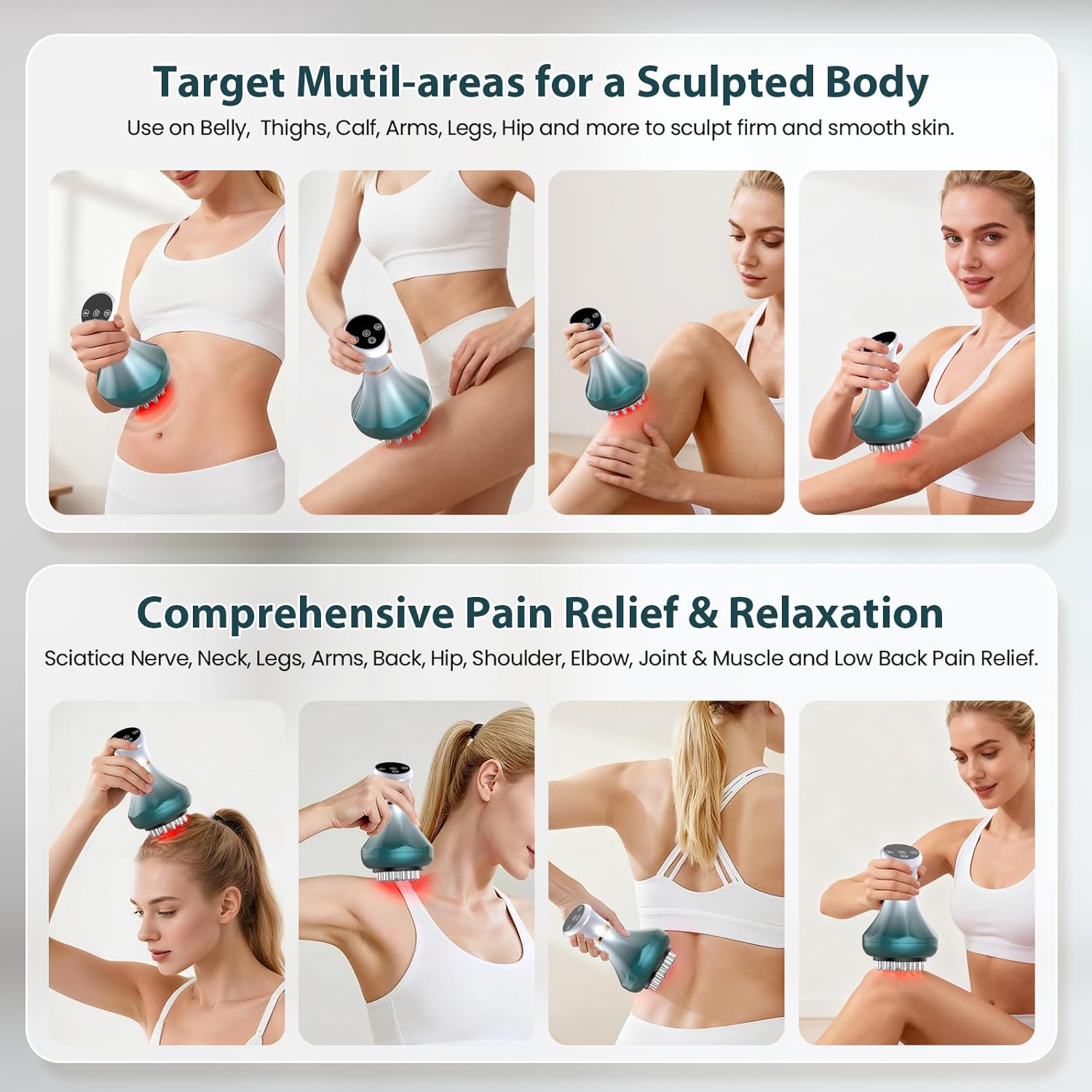 Lymphatic Drainage Massager, Anti-Cellulite Massager For Body Cellulite and Thigh & Belly Stretch Marks Reduction, Handheld Massage tools for lymphedema & lipedema, Sciatica Nerve pain relief Devices - Image 7