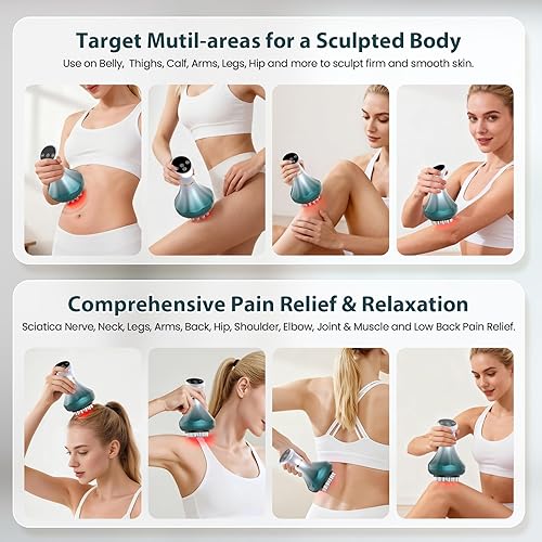 Miniatura 7 de Masajeador de drenaje linfático, masajeador anticelulítico para celulitis corporal y reducción de estrías de muslos y vientres, herramientas de