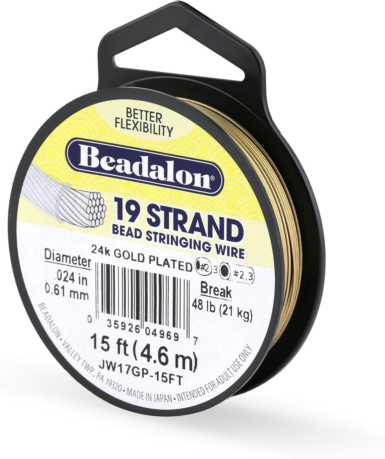 Beadalon 19-Strand 0.015" (0.38 mm) 30 ft (9.1 m) White Bead Stringing Wire