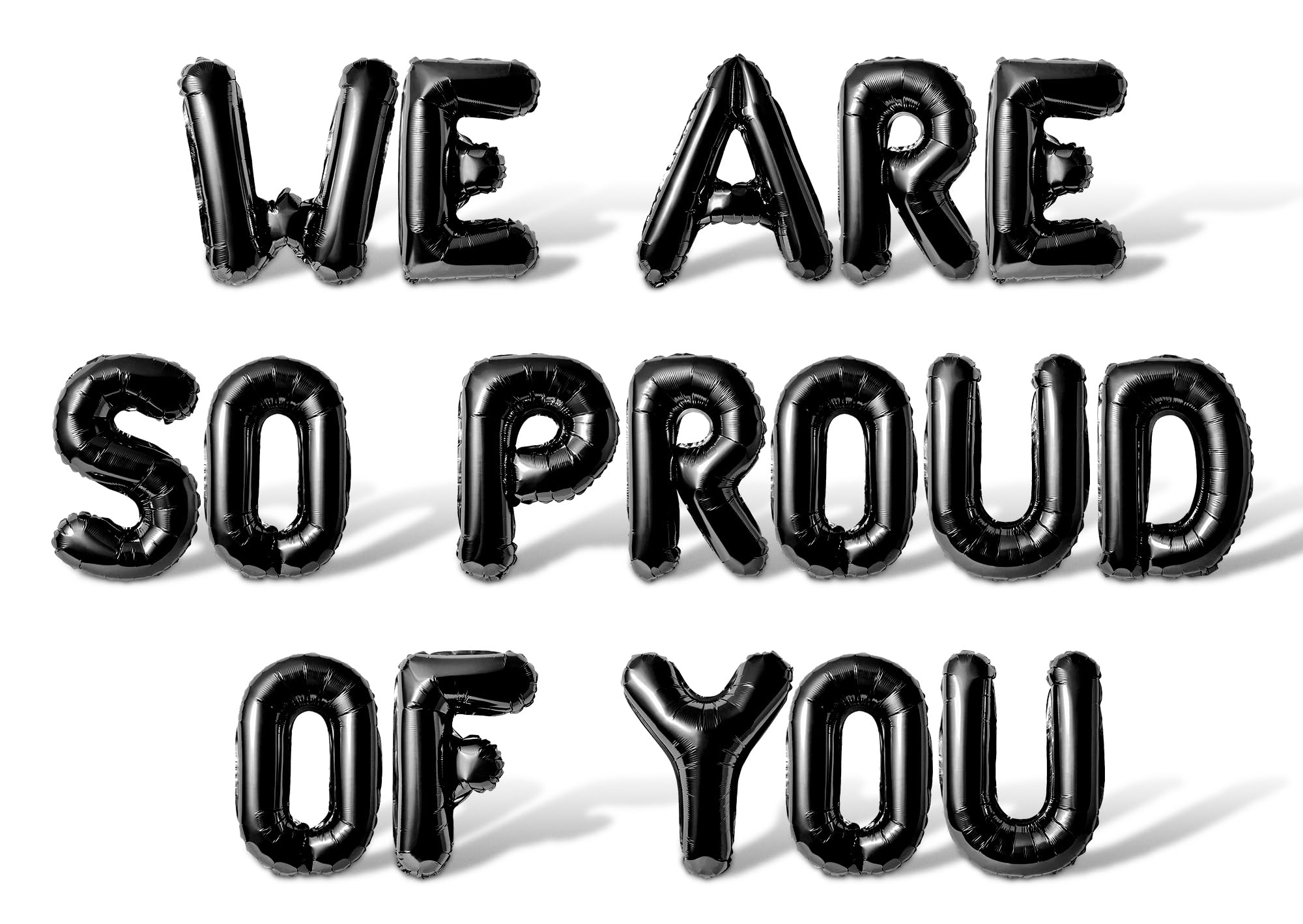 Letter Balloons - WE ARE SO PROUD OF YOU 16" Inch Alphabet Letters Foil Mylar Balloon Congratulations Balloon Banner (Black)