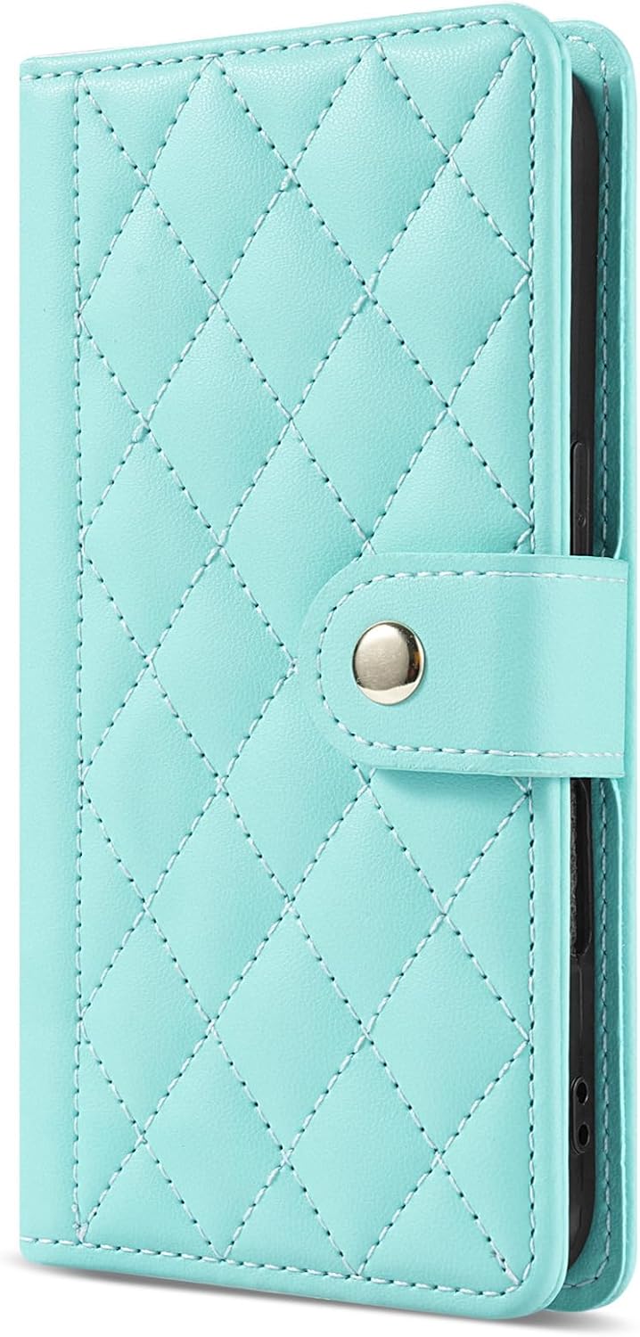 Leather Flip Wallet Case for iPhone 17/17 Air/17 Pro/17 Pro Max, Small Wrist Strap Women Cover with Stand Function(White,17 Pro)