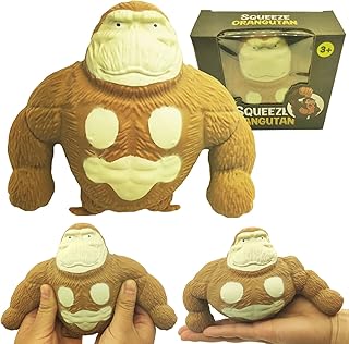 Cool Stretchy Gorilla Stress Toy,Squeeze Monkey Toy for Kids and Adults,Rubber Monkey Toy for Anxiety Relief and Autism ADHD,Squishy Gorilla Gifts for Birthday,Office, Christmas(Brown)
