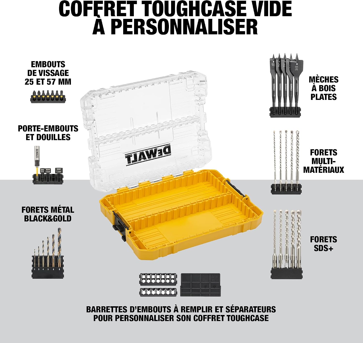 DEWALT DT70702 40 Piece Impact Screwdriver Bit Set + Tough Case Fits TStak Caddy, Black