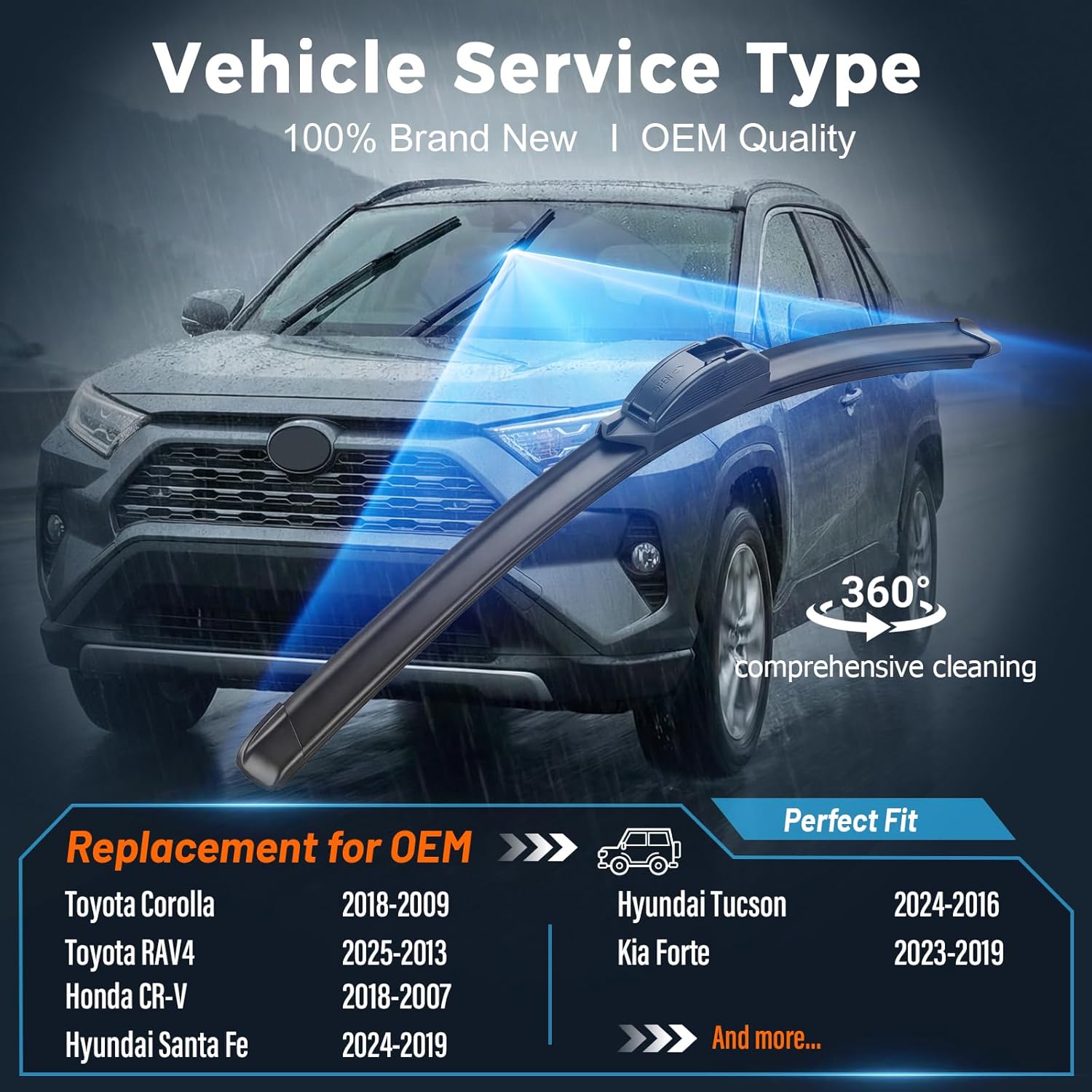 AUTOBOO PLUS 26" + 16" All-Season Windshield Wiper Blades (Pack of 2), Premium OEM-Quality, Rust-Resistant Rubber Encased Design, Streak-Free, Quiet, Smooth & Long-Lasting Performance