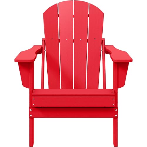 WestinTrends Malibu HDPE Outdoor Patio Folding Poly Adirondack Chair, Red