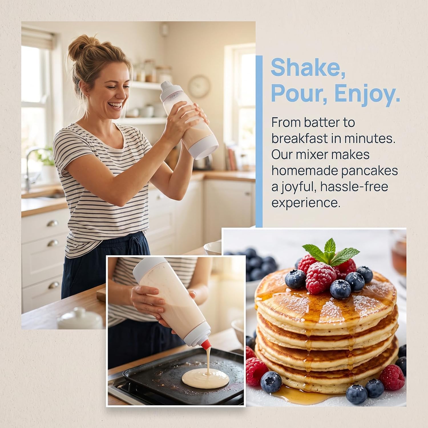 2 Pancake Batter Dispenser with BlenderBall&Silicone Spatula&Cleaning Brush