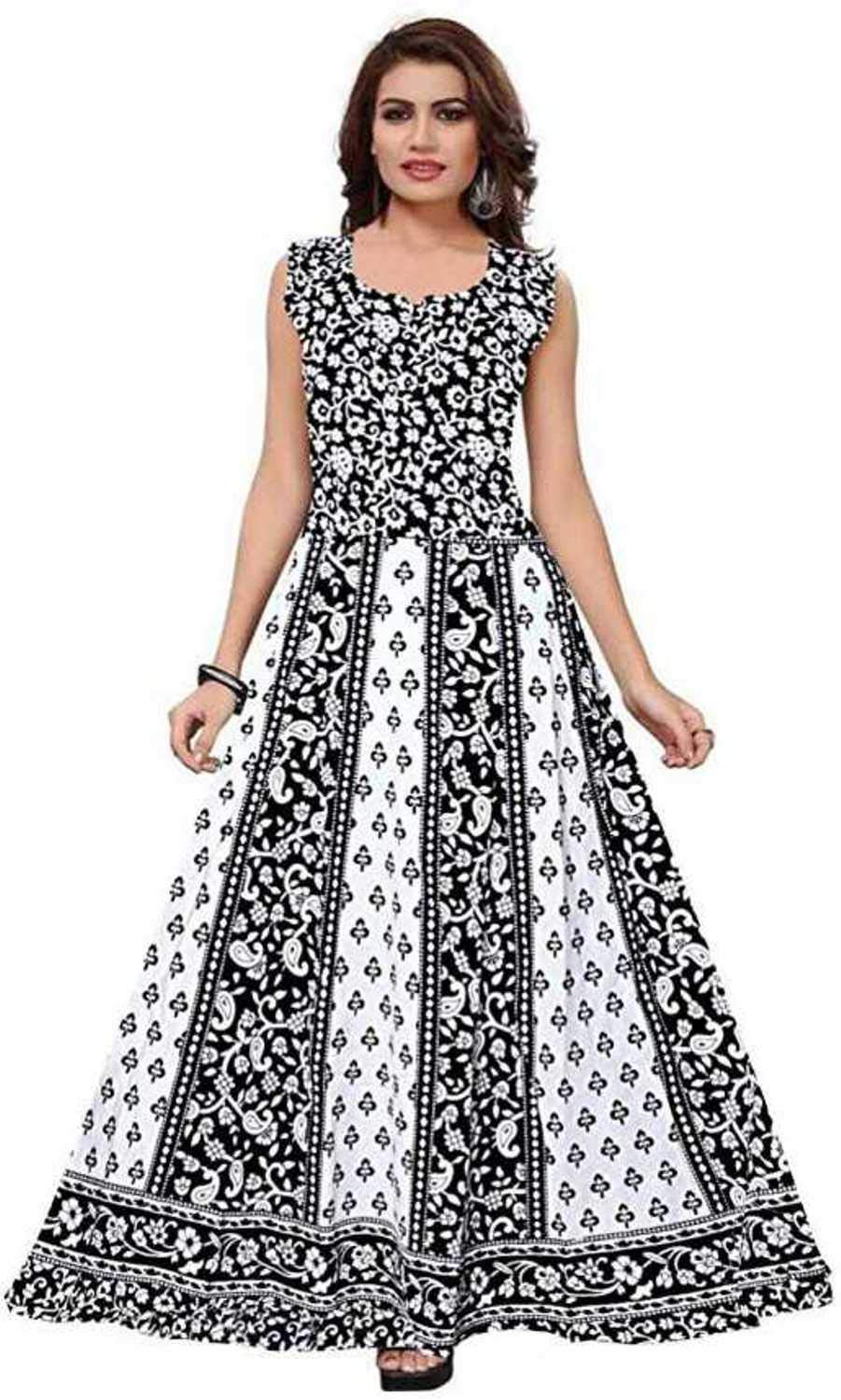 Disha Industries Brand Present Women's 100% Cotton Jaipuri Print Long Midi Maxi Dress and kurthis