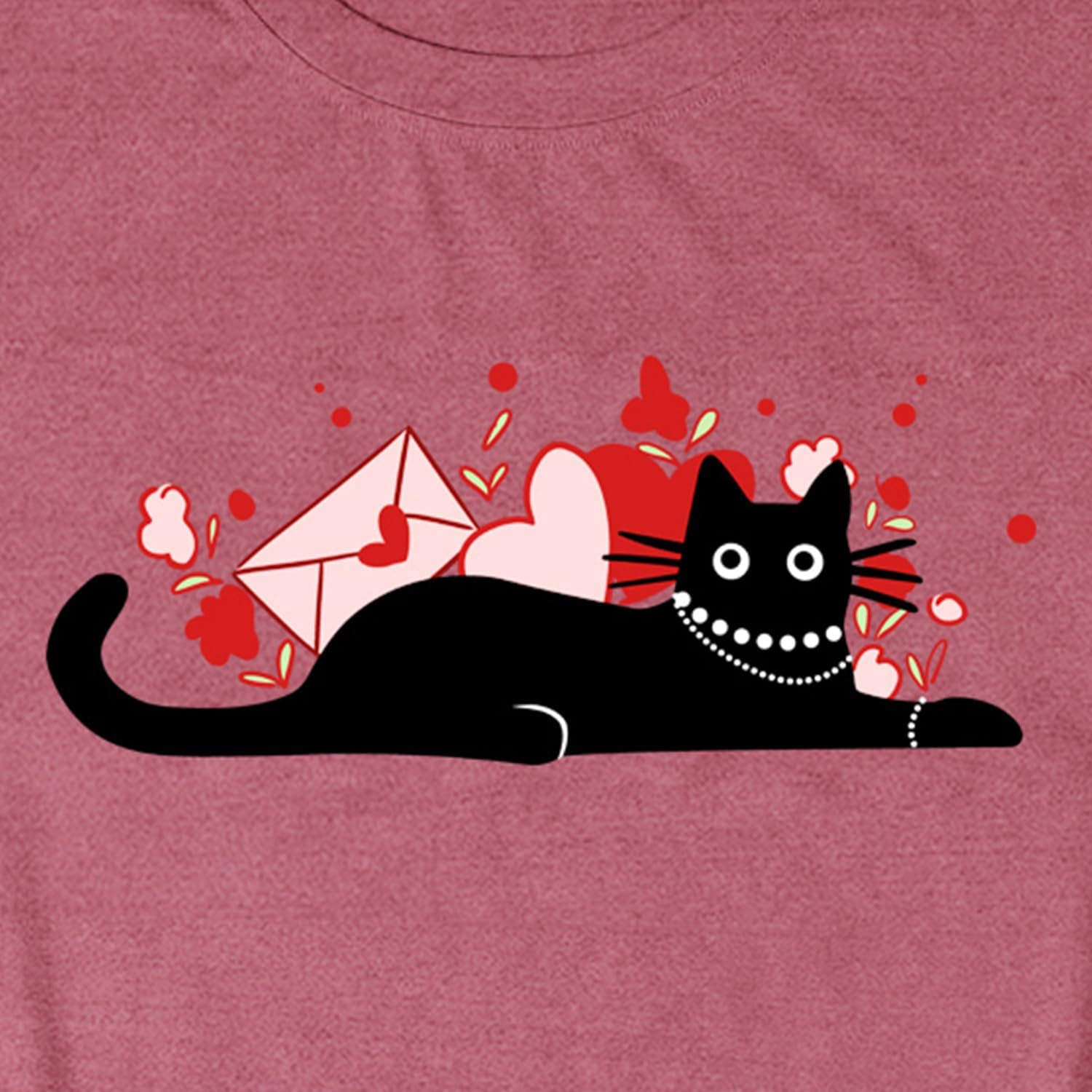 Women's Valentine's Day Shirt Cat Valentine Black Cat T-Shirts Love Heart Lover Girlfriend Tee Tops - Image 6