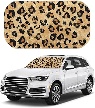 Luxury Leopard Print Car Windshield Sun Shade Umbrella Portable Foldable Car Front Window Sunshade Windshield Sun Shade Cover UV Protection for Car Front Window Small 52.4"x28.7"