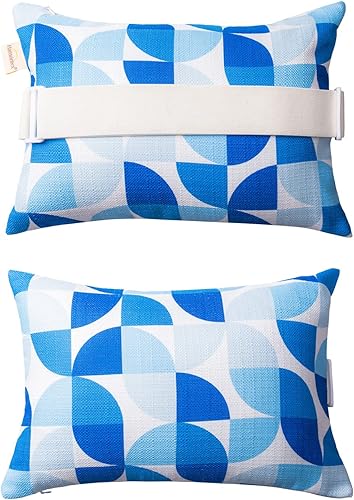 Almohadas para reposacabezas para sillas de patio, repisa al aire libre, piscina, sala de estar, con inserto de rayas elásticas ajustables para