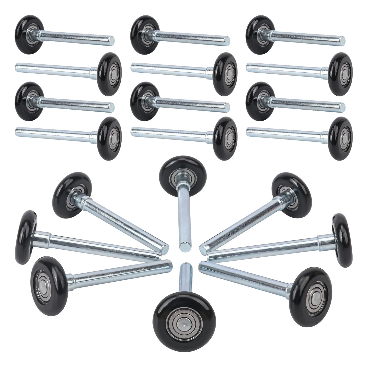 IHDYPPEW 20 Pack Black 2" Nylon Garage Door Rollers, Quiet and Smooth Garage Door Wheels Replacement, High Load, 6200-2RS Double Seals Precision