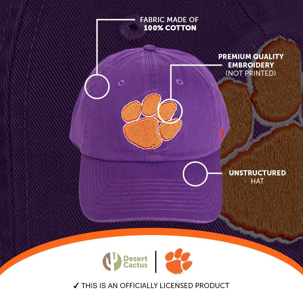 Desert Cactus Clemson University Baseball Hat Tigers Brimmed Embroidered Hats Cap Adjustable Cloth Strap Adult