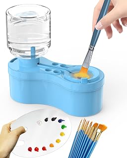 Paint Brush Cleaners, with Paint Palette and Brush Holder for Watercolor/Oil Acrylic and Water-Based Paints, Portable Paint Station & Rinsing Tool,Gift for Kids/Adults/Artist/Beginners Blue