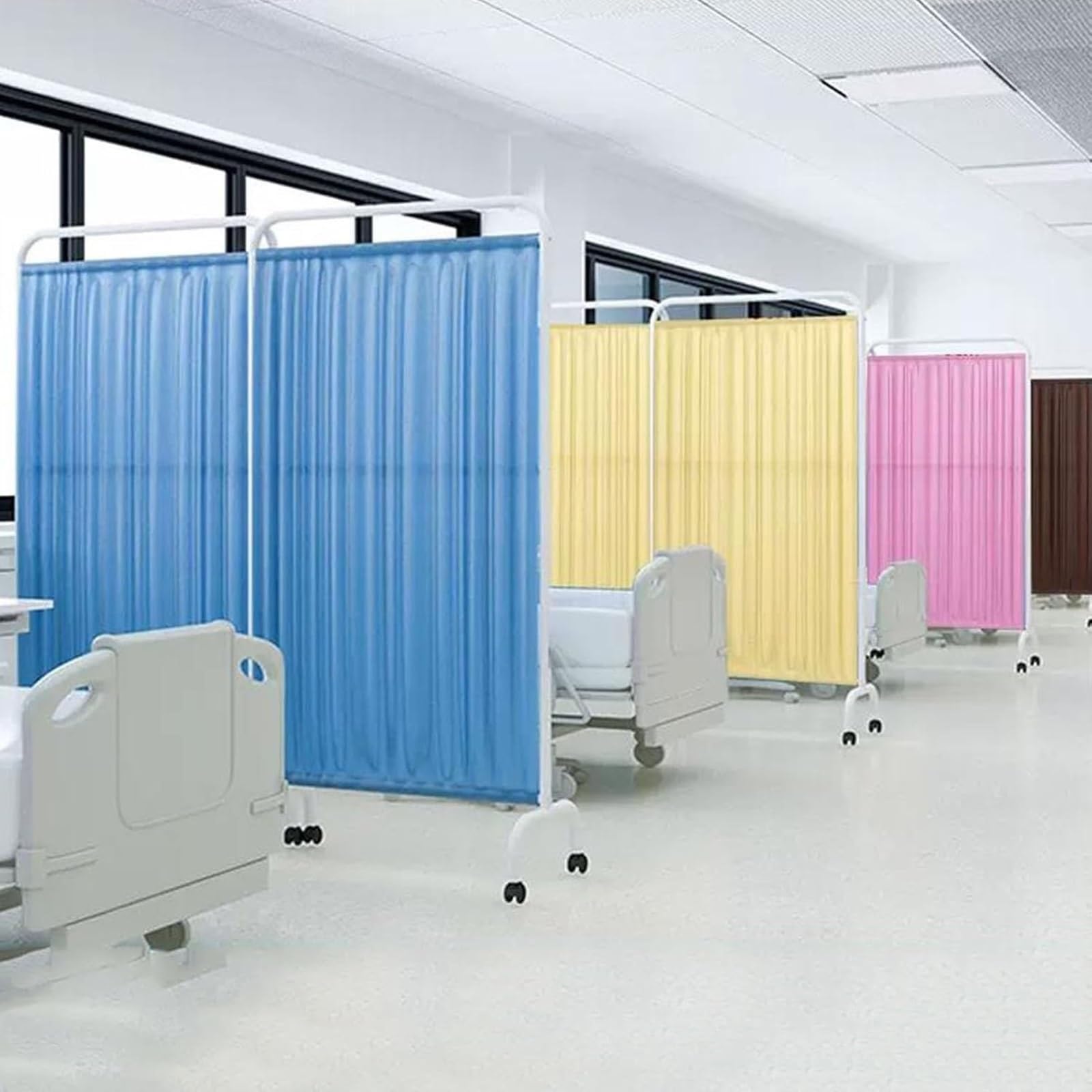 Biombo Médico Móvil De 1,8 M De Alto, Separador De Ambientes Portátil, Mampara De Pie De Un Solo Panel con Rueda, Tela De Nailon Impermeable, For Oficina, Clínica Y Salón De Belleza(White)
