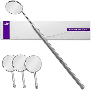Comprar Superficie frontal del espejo dental con 3 cabezales de espejo reemplazables para el dentista superior, acero inoxidable, aplicación de extensión de pestañas, espejo bucal de control