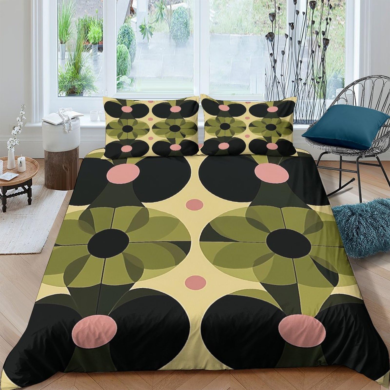 Ctjqhvkz Style-3 3D Printed Retro Geometric Floral Fitted Sheet Microfiber Soft Washable Abstract Circle Mattress Cover For Bedroom Decor Single（135X200cm）