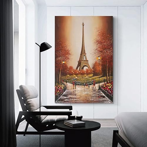 Miniatura 3 de Arte de la Torre Eiffel, paisaje urbano de París al atardecer, póster de Francia, hermoso paisaje urbano famoso, impresiones artísticas de pared
